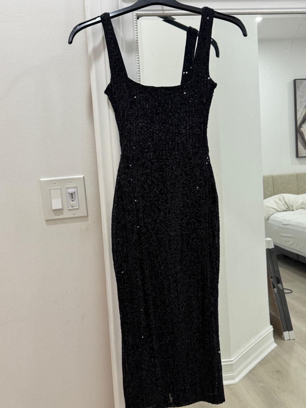 Club L London Black Sequin Midi Dress